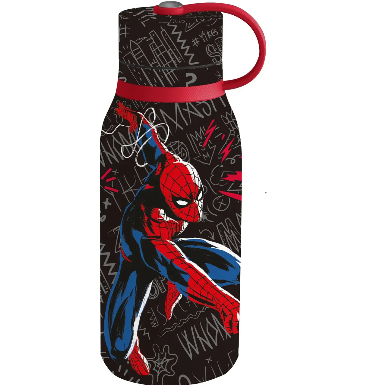 Термос з нерж. сталі з подв. стінками, 330 мл, "Spiderman black board" STOR, 74741