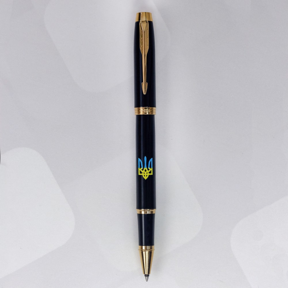 Ручка IM Ukraine Black позол. рол. Тризуб з жовт. орнаментом, Parker 22022_T1366u 1