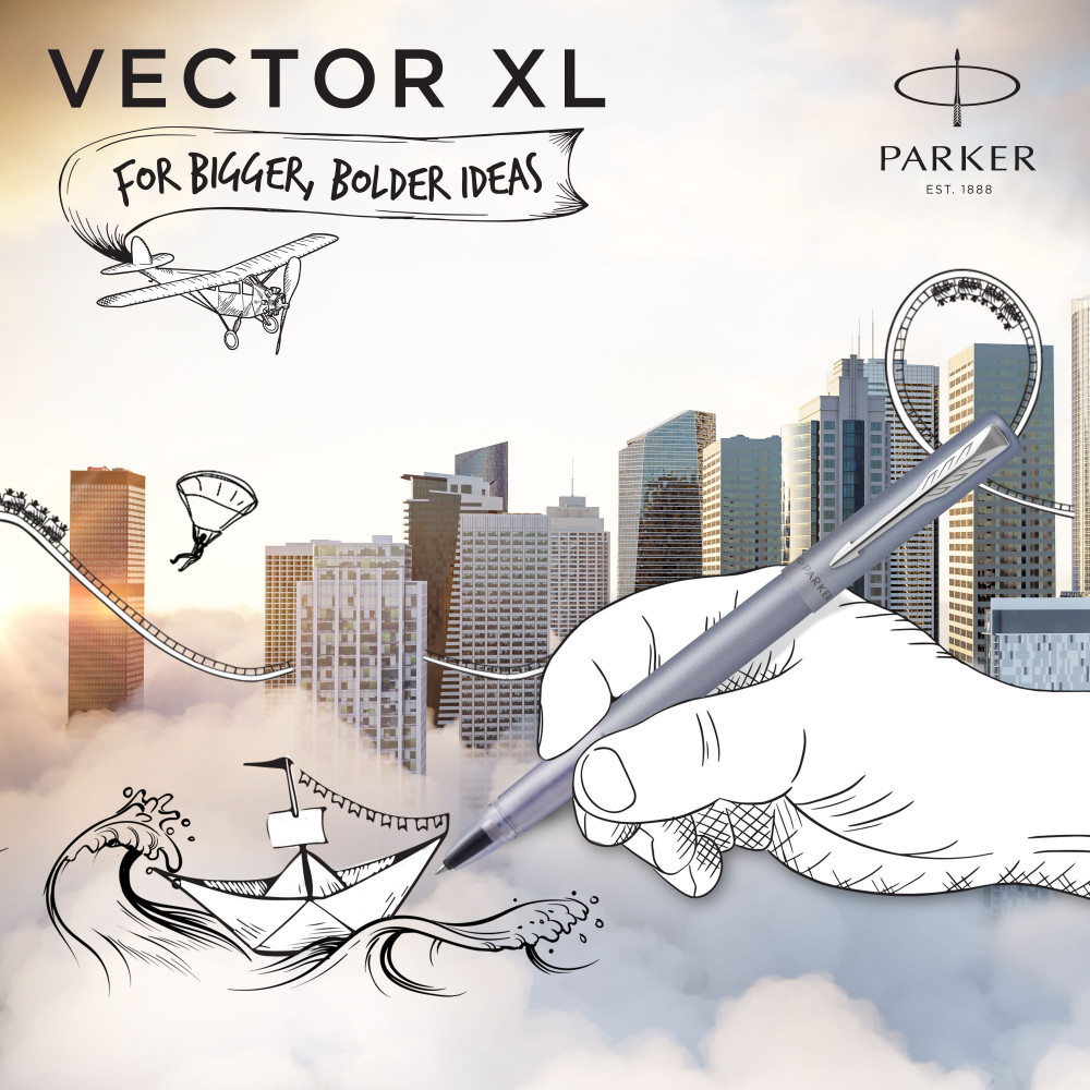 Ручка Vector XL Metallic Silver Blue рол., Parker 06 122 5