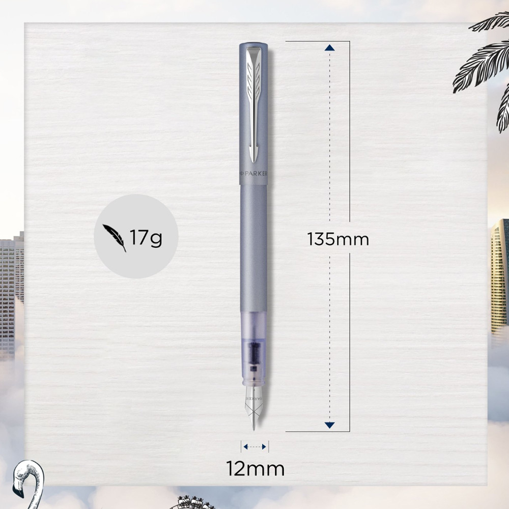 Ручка Vector XL Metallic Silver Blue перо, Parker 06 111 3