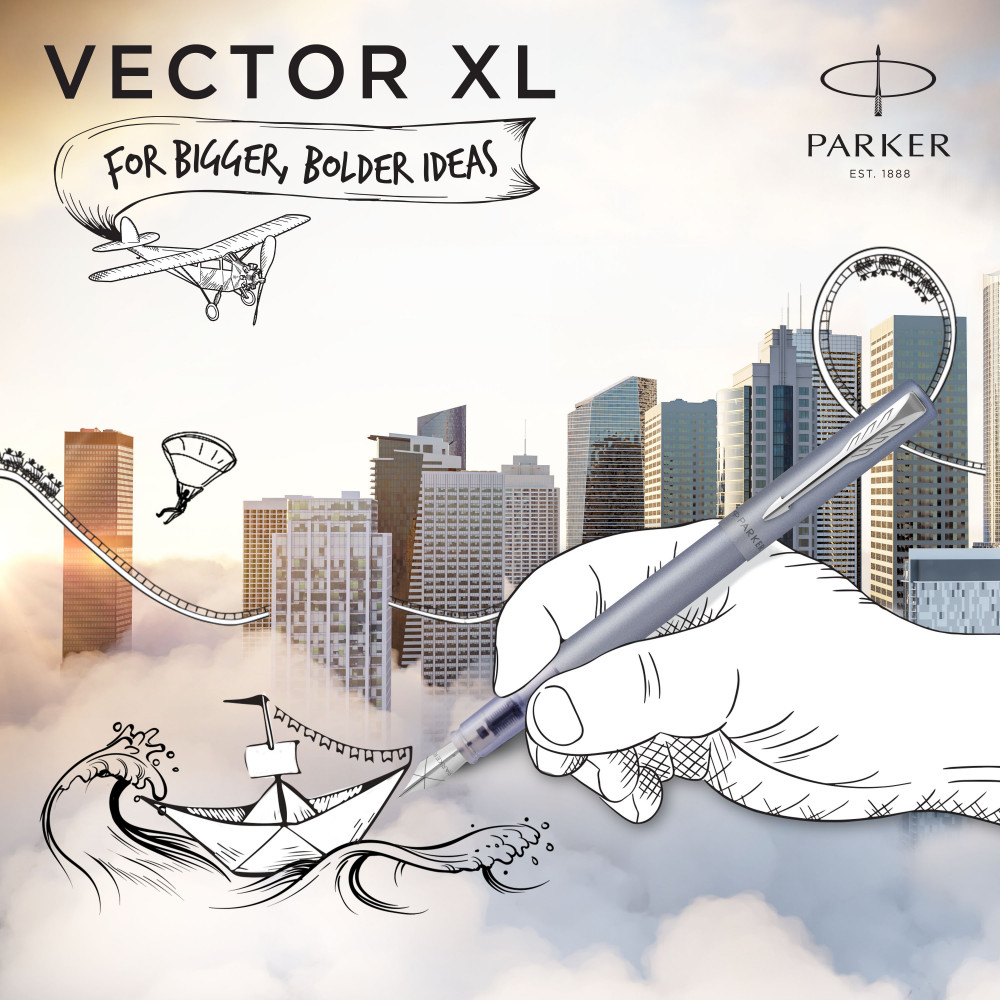Ручка Vector XL Metallic Silver Blue перо, Parker 06 111 5