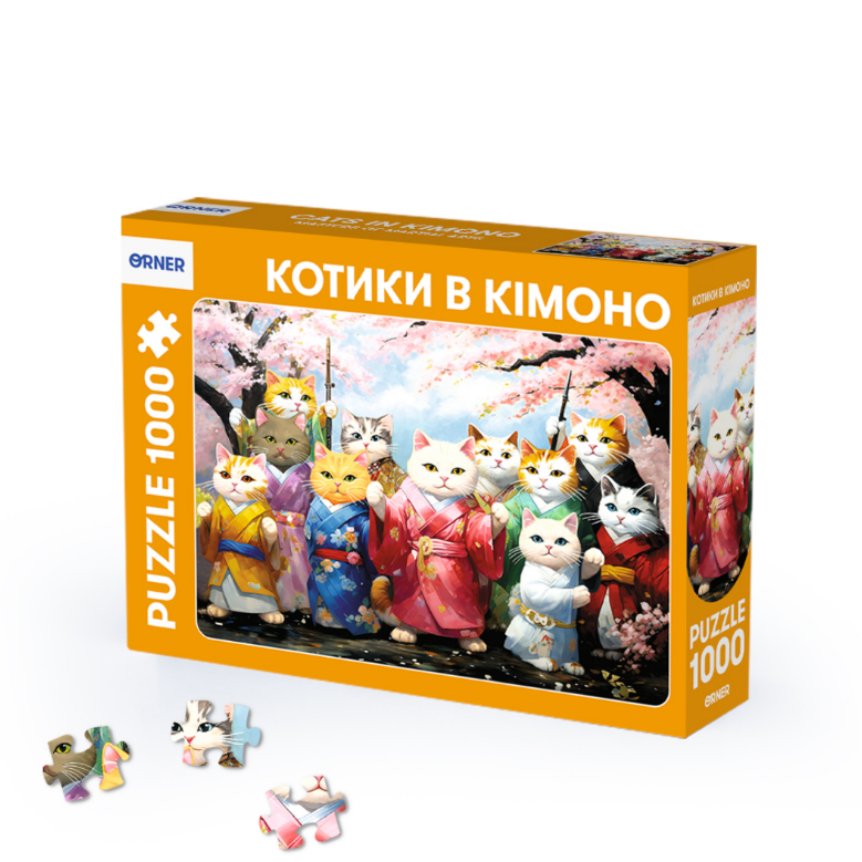 Пазлы "Котики в кимоно", 1000 элементов, orner-2348