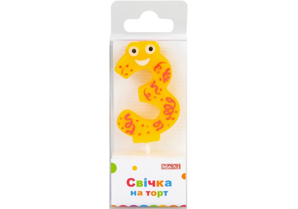 Свічка на торт "3", 4,5 см, MX622053-3