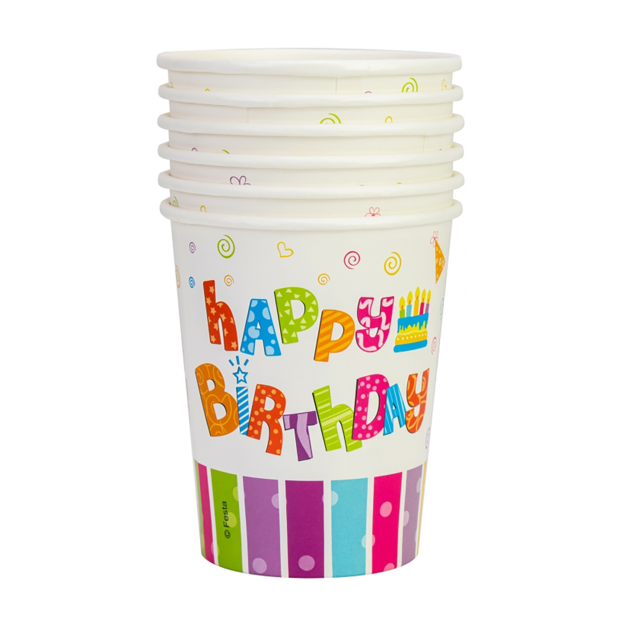 Набір склянок паперових Happy Birthday, 6 шт, 270 мл, MX440100