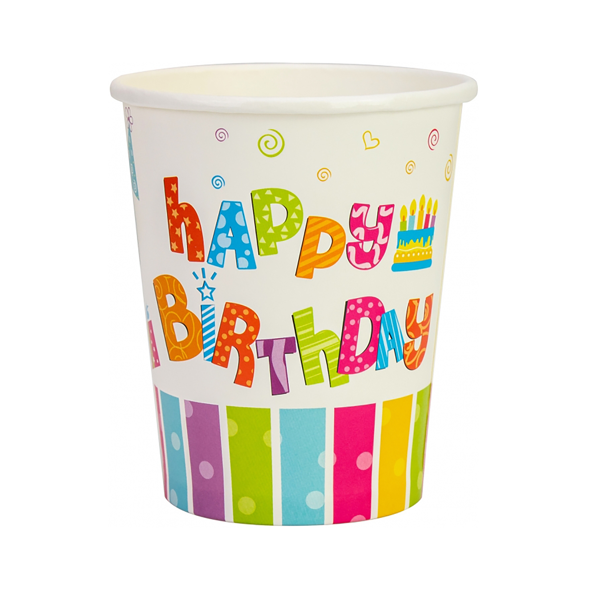 Набір склянок паперових Happy Birthday, 6 шт, 270 мл, MX440100 1