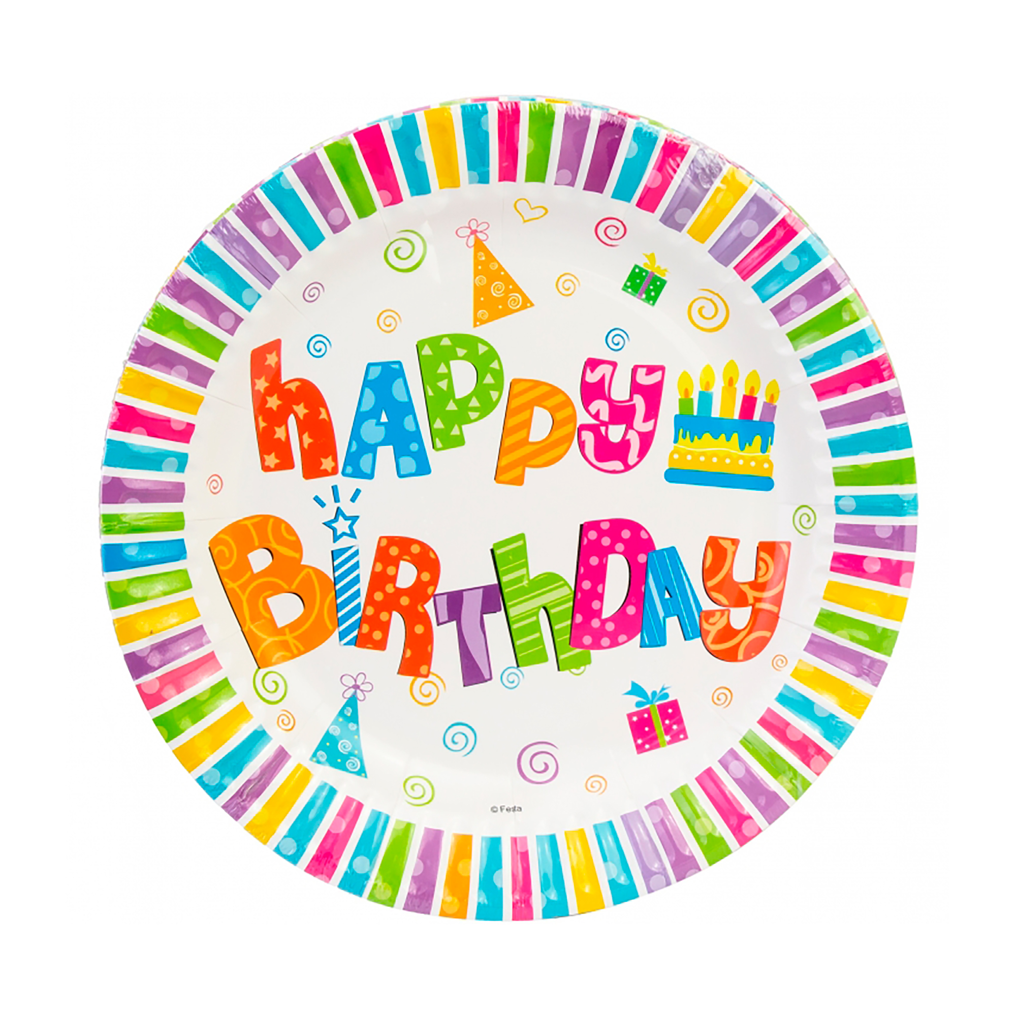 Набор бумажных тарелок Happy Birthday, 17,78 см, 6шт, MX443100