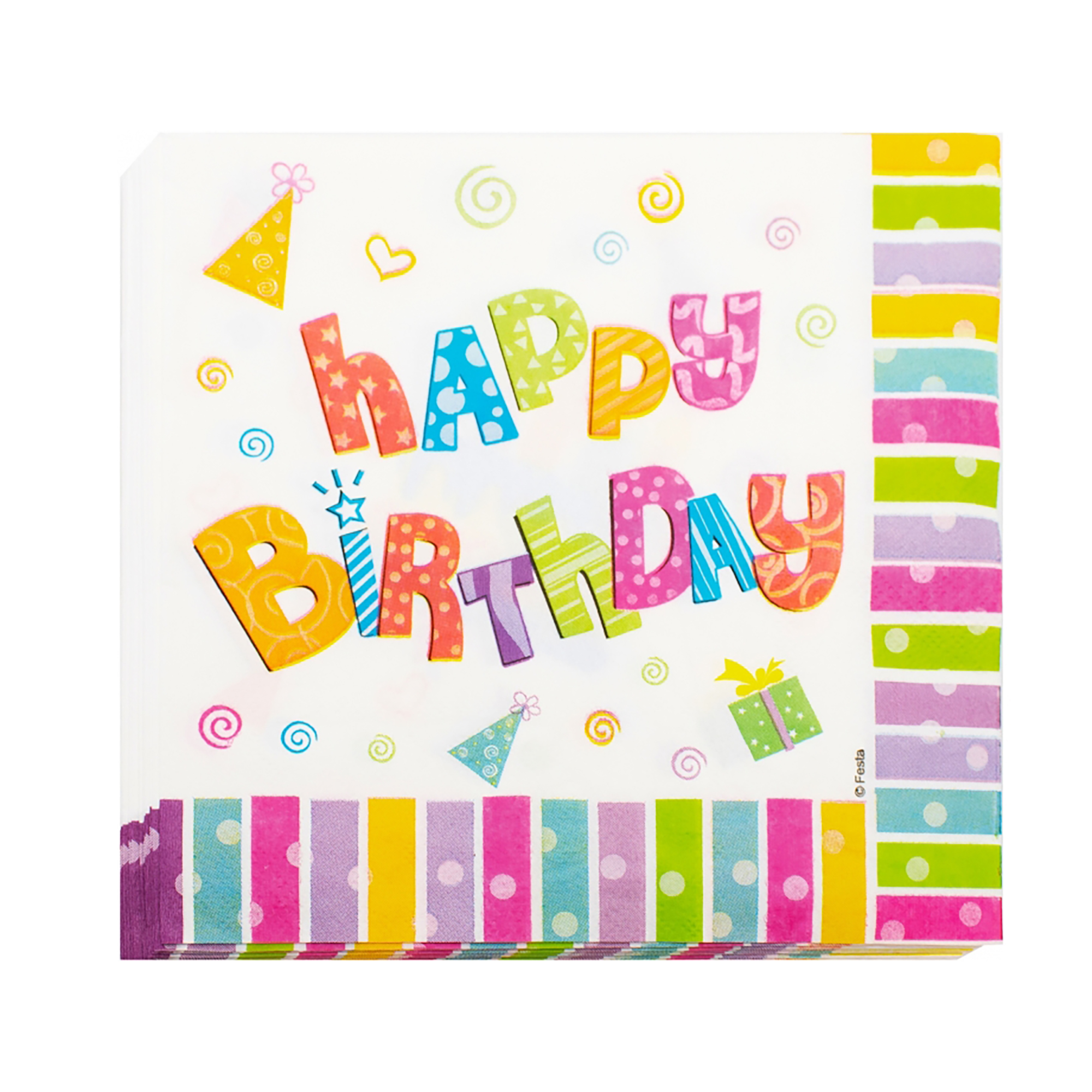 Набір двошарових серветок Happy Birthday, 33*33 см, 20 шт, MX446100
