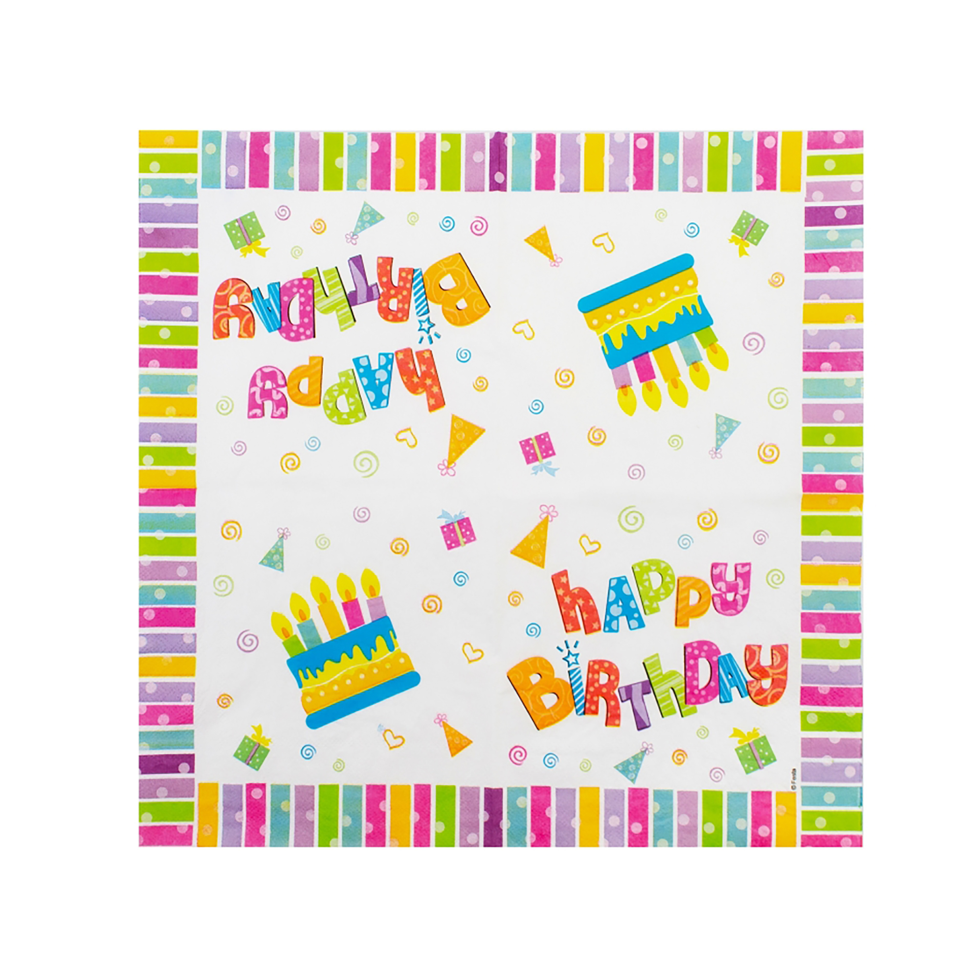 Набір двошарових серветок Happy Birthday, 33*33 см, 20 шт, MX446100 1