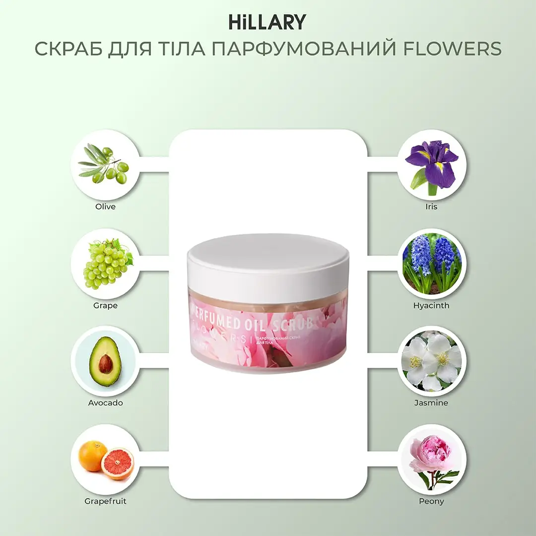 Скраб для тіла парфумований Hillary Perfumed Oil Scrub Flowers, 200 г, HI-01-187 5