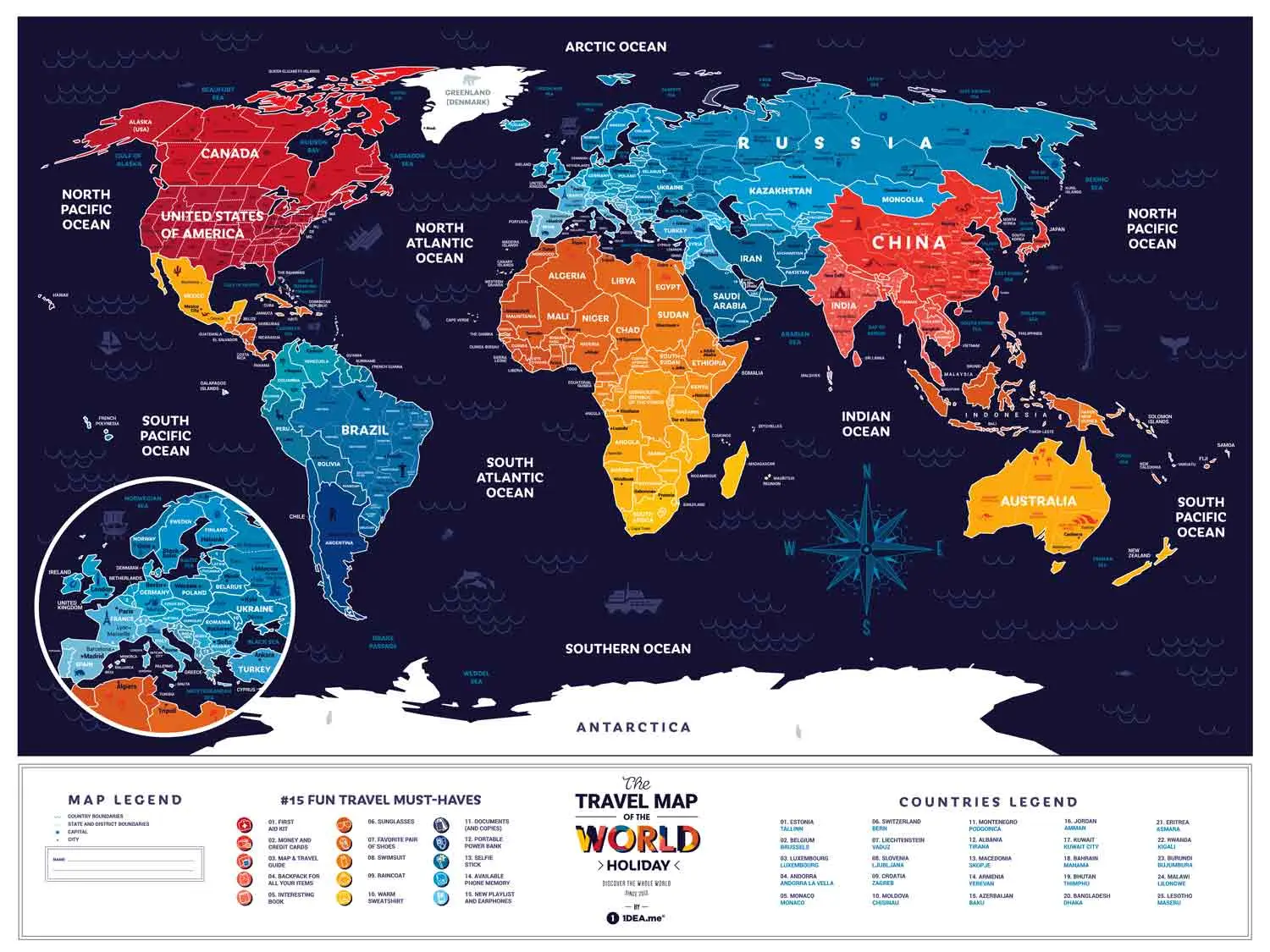 Скретч карта мира "Travel Map Holiday World" (тубус), HW, ТМ "1Dea.me" 1