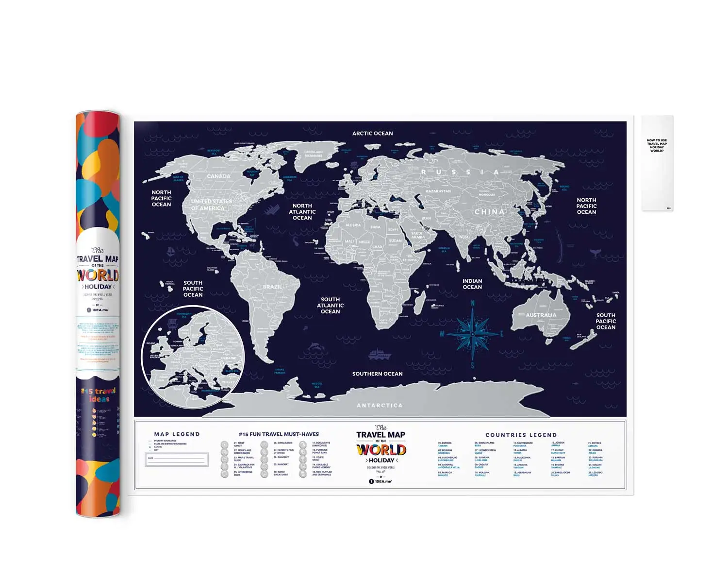 Скретч карта мира "Travel Map Holiday World" (тубус), HW, ТМ "1Dea.me"