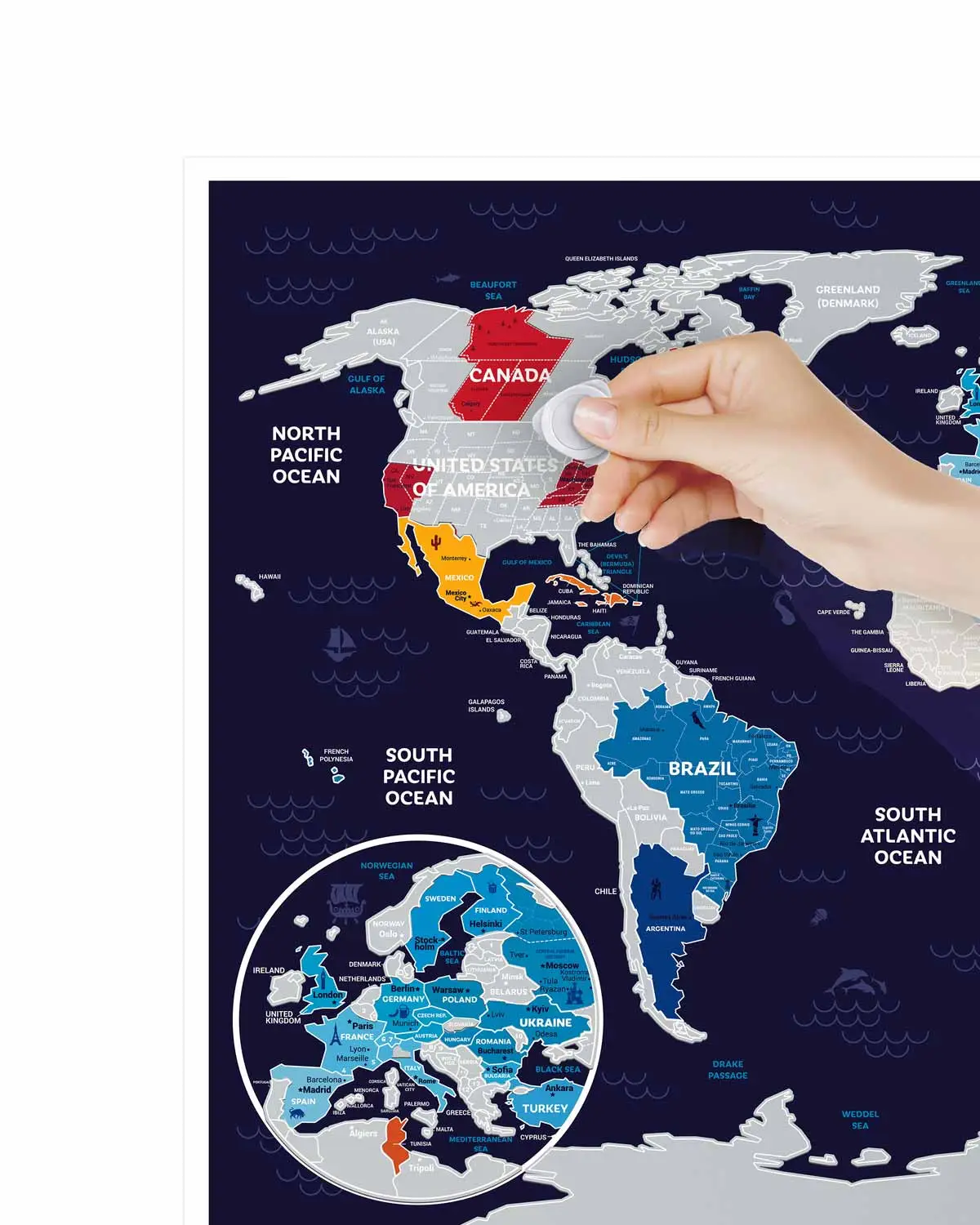 Скретч карта мира "Travel Map Holiday World" (тубус), HW, ТМ "1Dea.me" 3