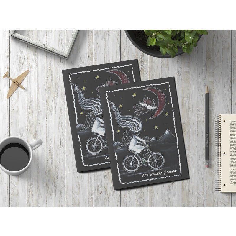Щотижневик А5 128 стор. 80 г/м2 "Аrt weekly planner. Angel on the moon" (0150)