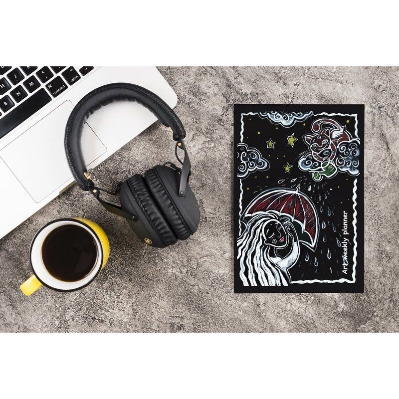 Еженедельник А5 128 Стр. 80 г/м2 "Аrt weekly planner. Night rain" (0143) 1