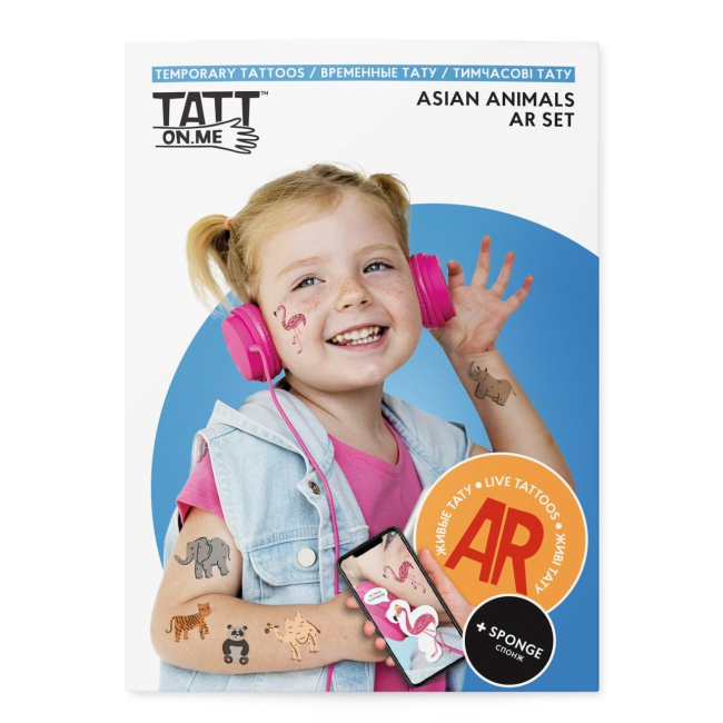 Временные татуировки с дополненной реальностью "Asian animals AR set", TATTon.me 1