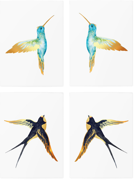 Временные тату "Gold Birds set", TATTon.me