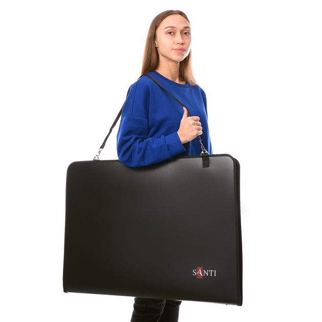 Папка-портфель А2, для ескізів, з тканинними ручками, чорна, 492284 2
