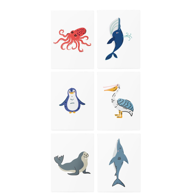 Временные татуировки с дополненной реальностью "Ocean animals AR set", TATTon.me