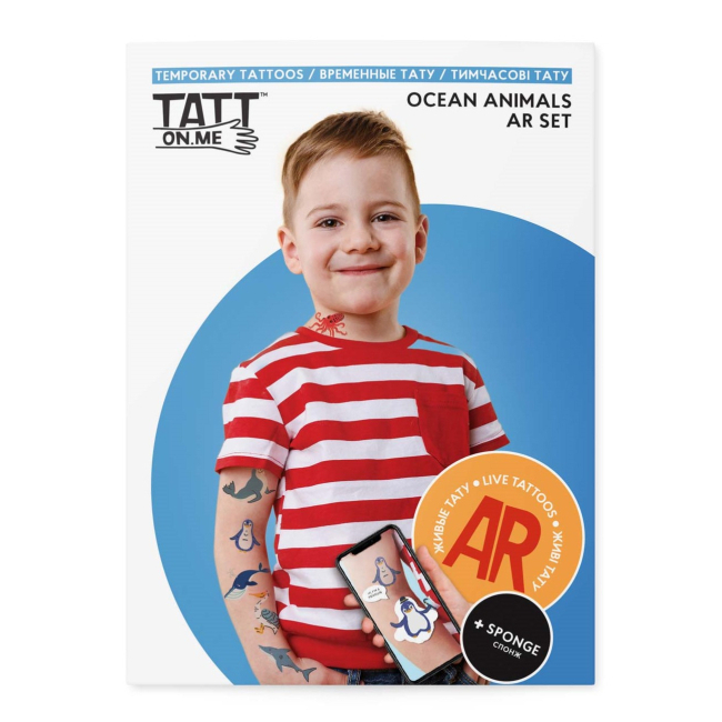Временные татуировки с дополненной реальностью "Ocean animals AR set", TATTon.me 1