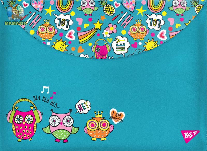 Папка-конверт на кнопці А4 "Disco Owls", 491615 Yes