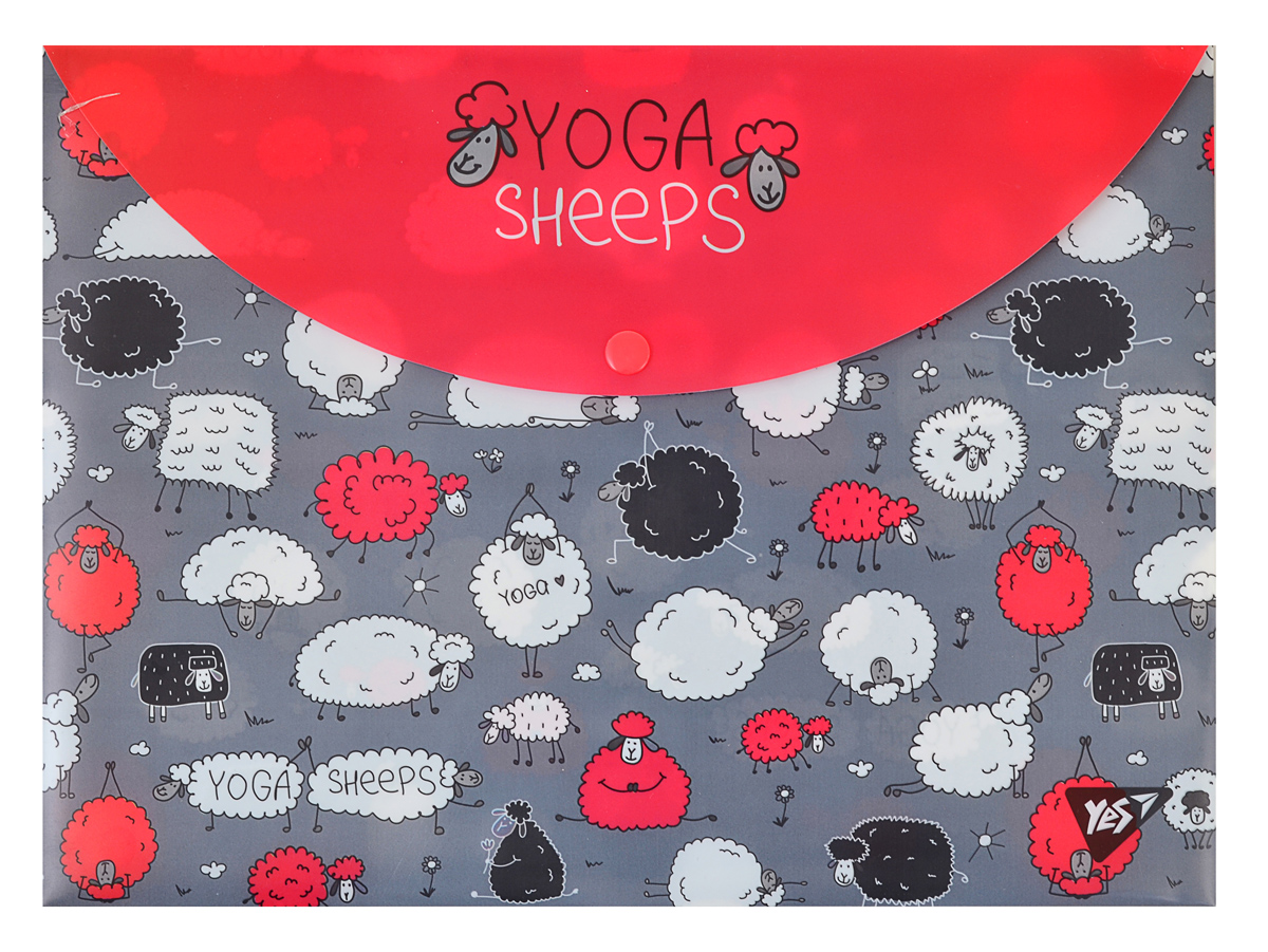 Папка-конверт на кнопці А4 "Yoga sheeps", 491638 Yes