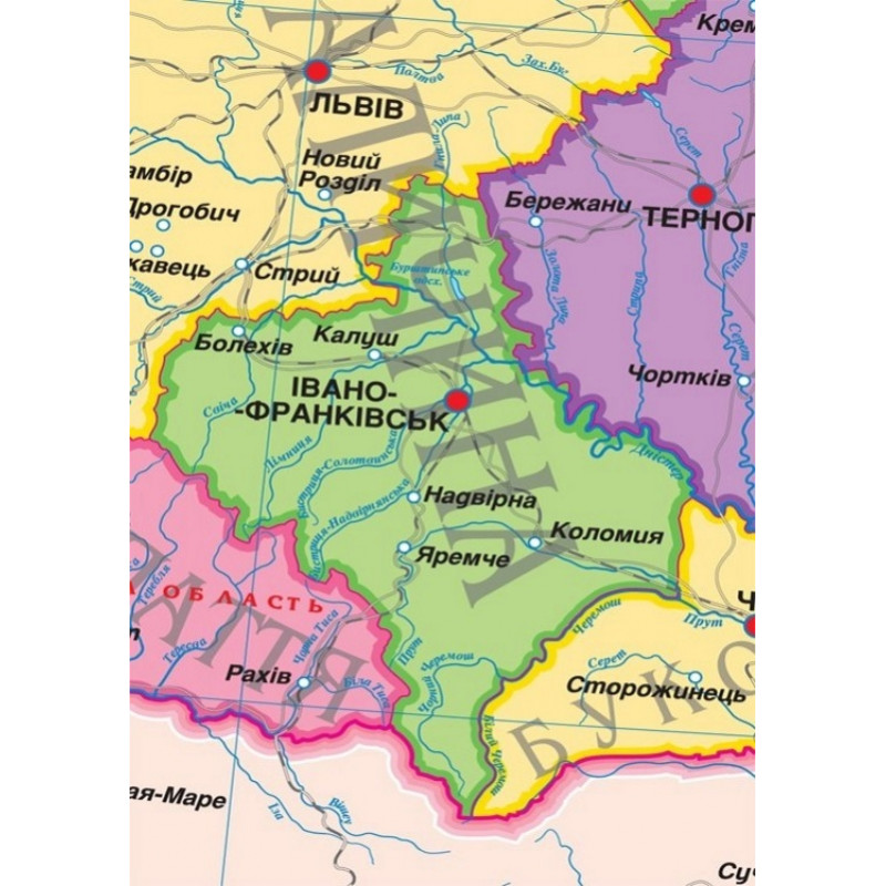 Карта Украины. Административное деление и историко-этнографические земли, м-б 1:1 000 000 (5 клас), размер: 148х107 см, (у) 2092 2