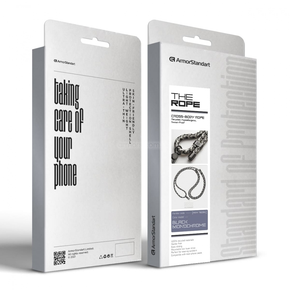 Ремінець для смартфона ArmorStandart Rope Black Monochrome with Clear holder, ARM76091 5