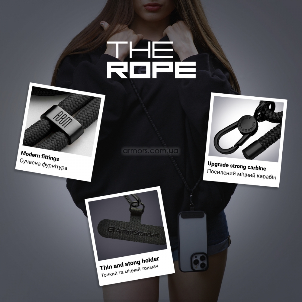 Ремешок для смартфона ArmorStandart Rope Black Onyx with Dark holder, ARM67195 3
