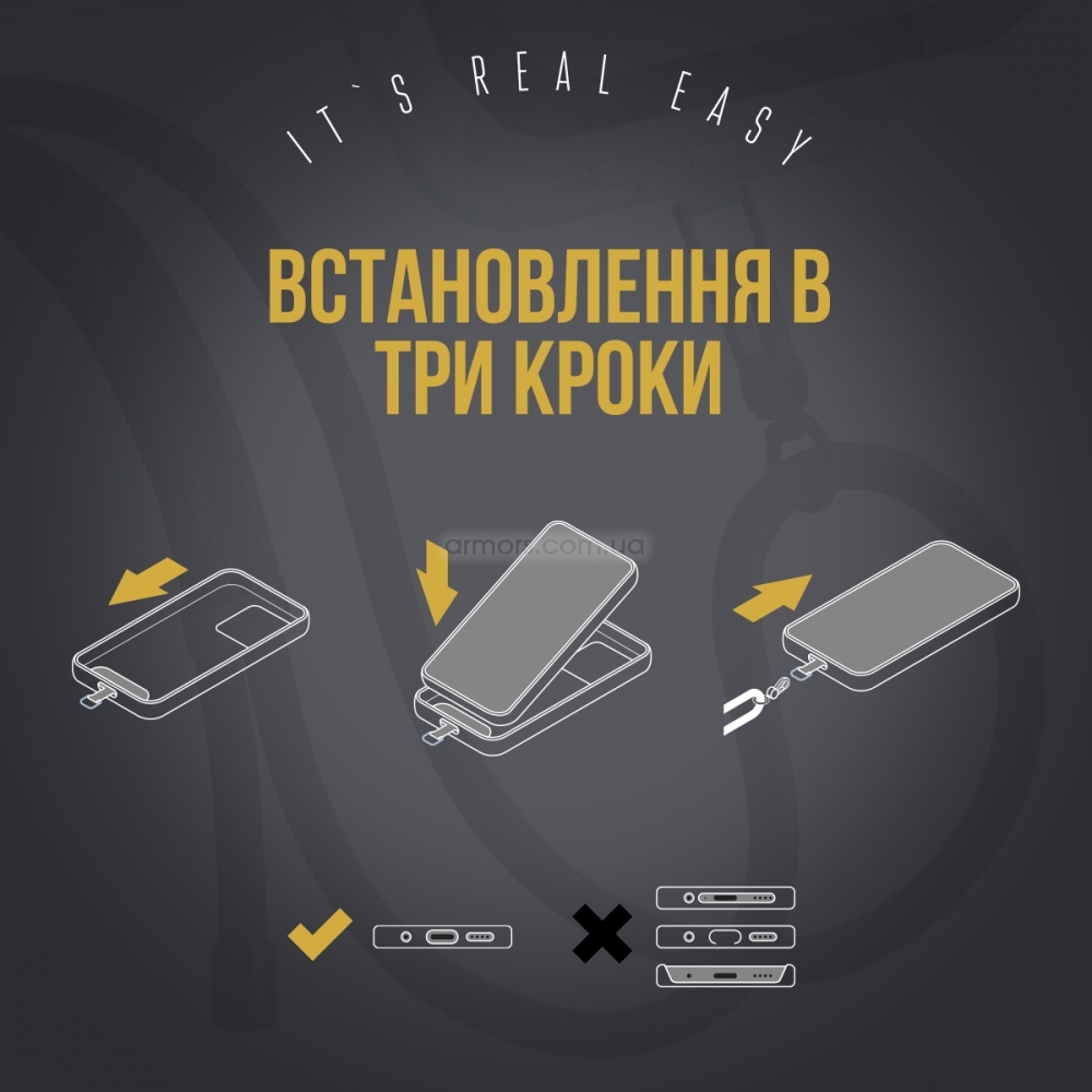 Ремешок для смартфона ArmorStandart Rope Black Onyx with Dark holder, ARM67195 4
