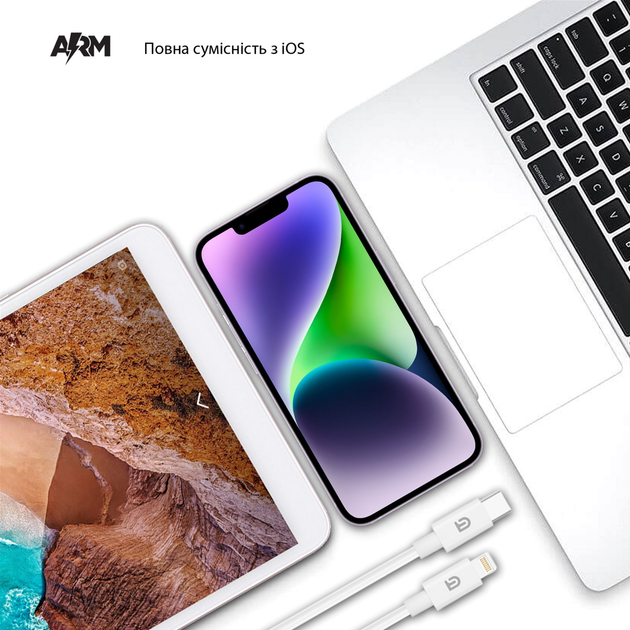 Кабель ArmorStandart AMQGJ2L Lightning to USB-C Cable 1.2m white, ARM64296 1