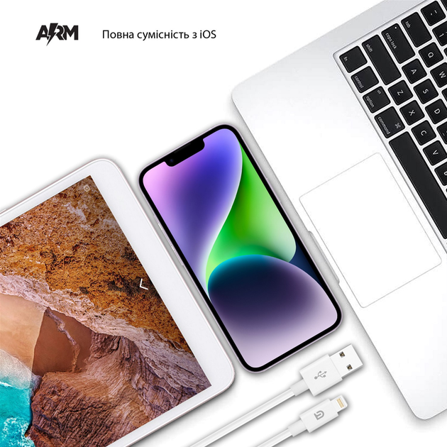 Кабель ArmorStandart AMD818L Lightning to USB Cable 1.2m white, ARM64302 1