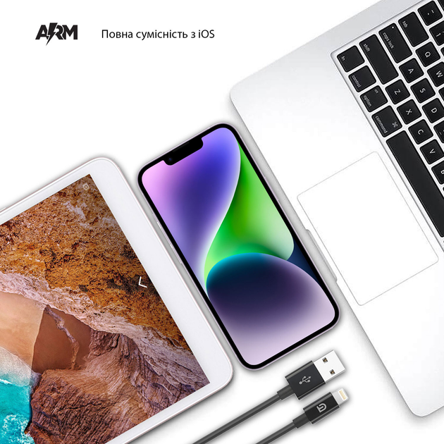 Кабель ArmorStandart AMD818BL Lightning to USB Cable 1.2m black, ARM64373 1