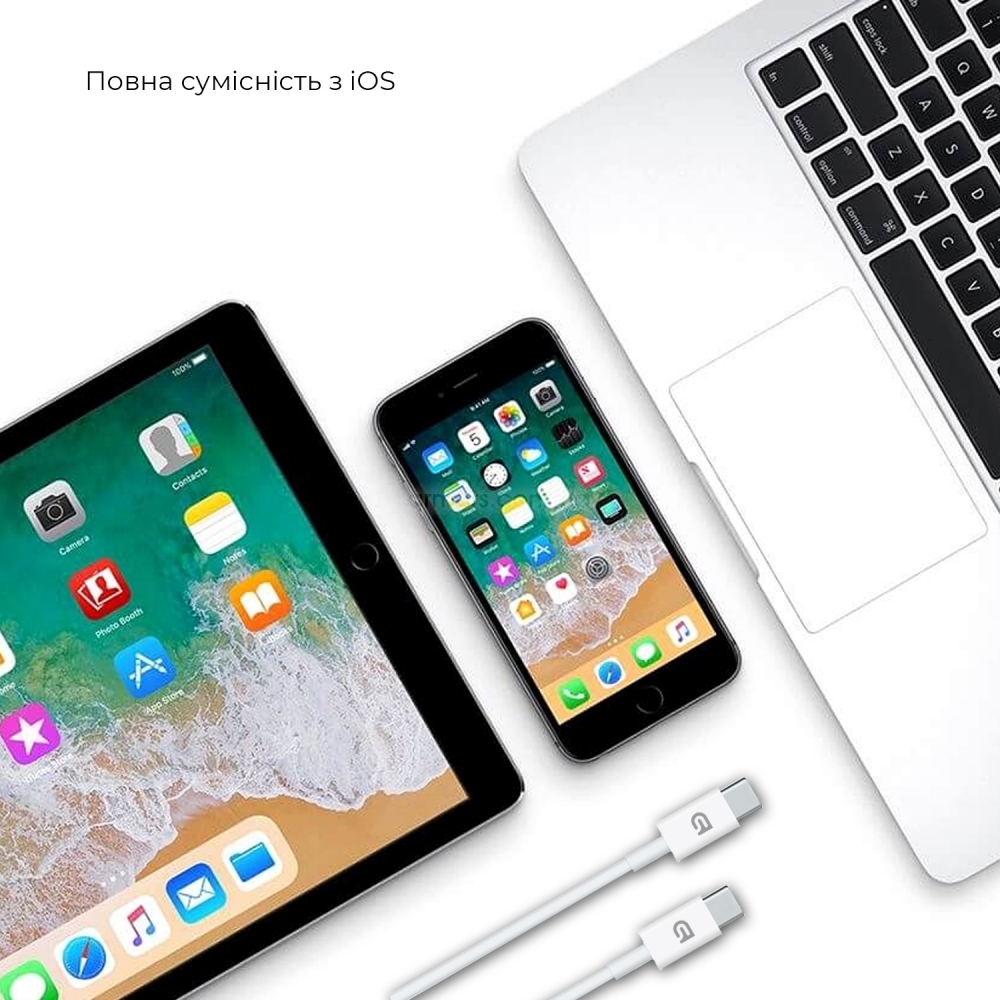 Кабель ArmorStandart ABMLL82 USB-C to USB-C Cable 2m white, ARM63474 1