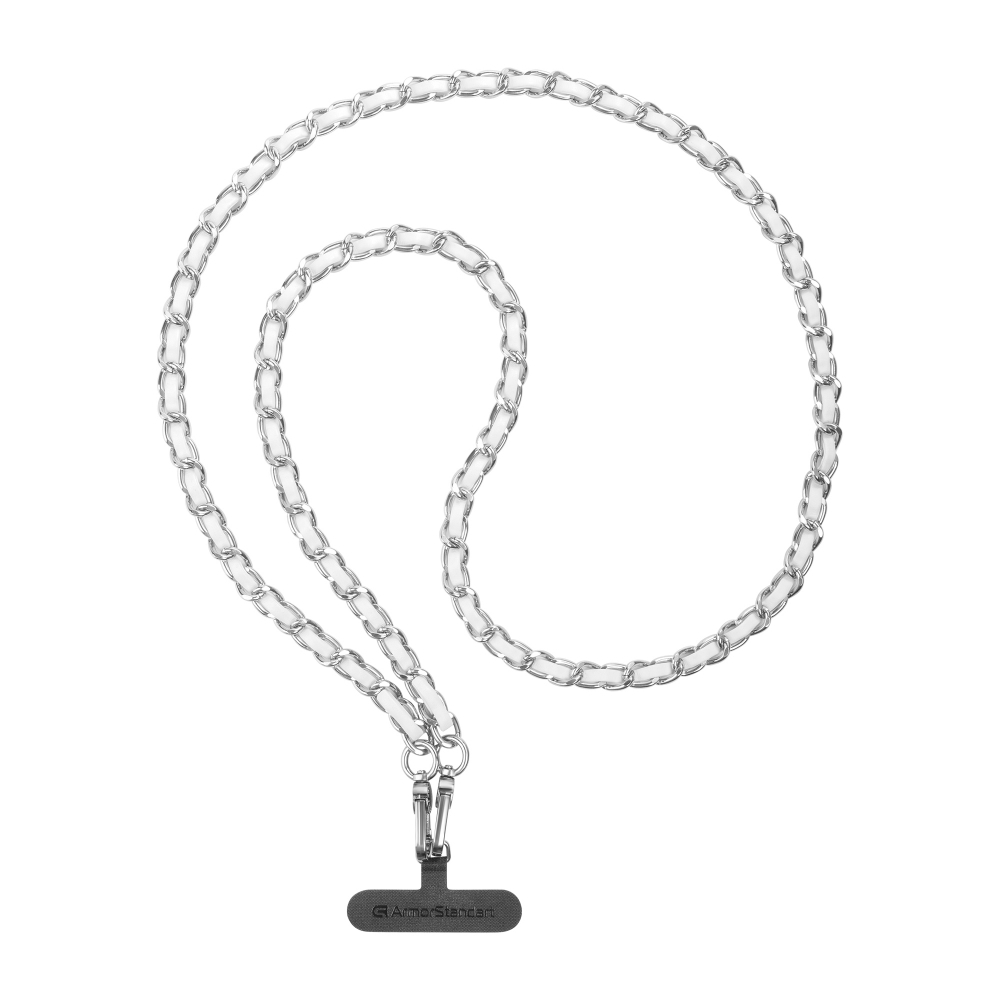 Ремешок для смартфона ArmorStandart Chain link Polished Silver with White Leather, ARM77034