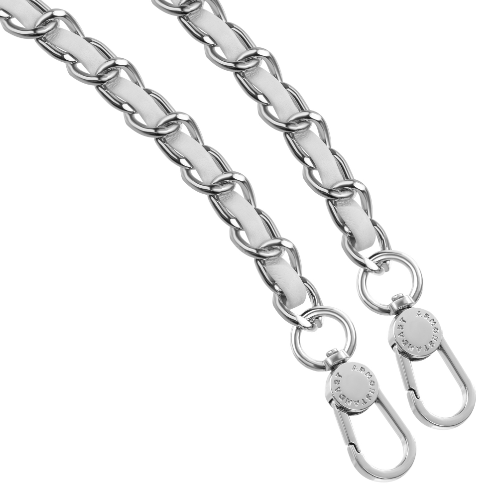 Ремешок для смартфона ArmorStandart Chain link Polished Silver with White Leather, ARM77034 1