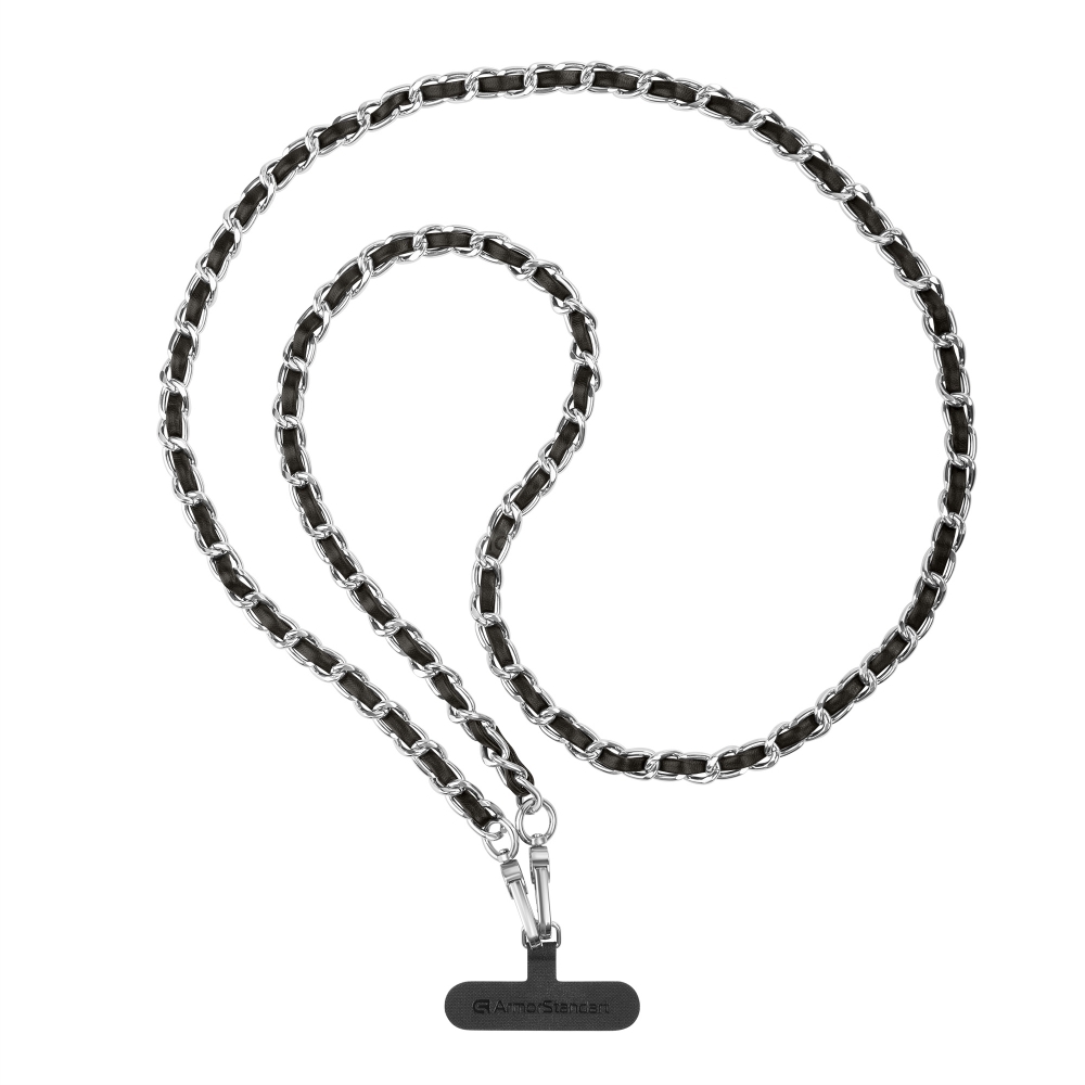Ремешок для смартфона ArmorStandart Chain link Polished Silver with Black Leather, ARM77033