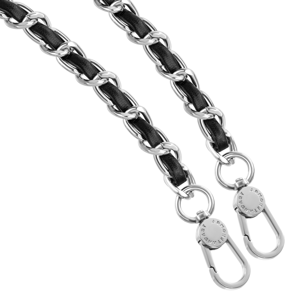 Ремешок для смартфона ArmorStandart Chain link Polished Silver with Black Leather, ARM77033 1