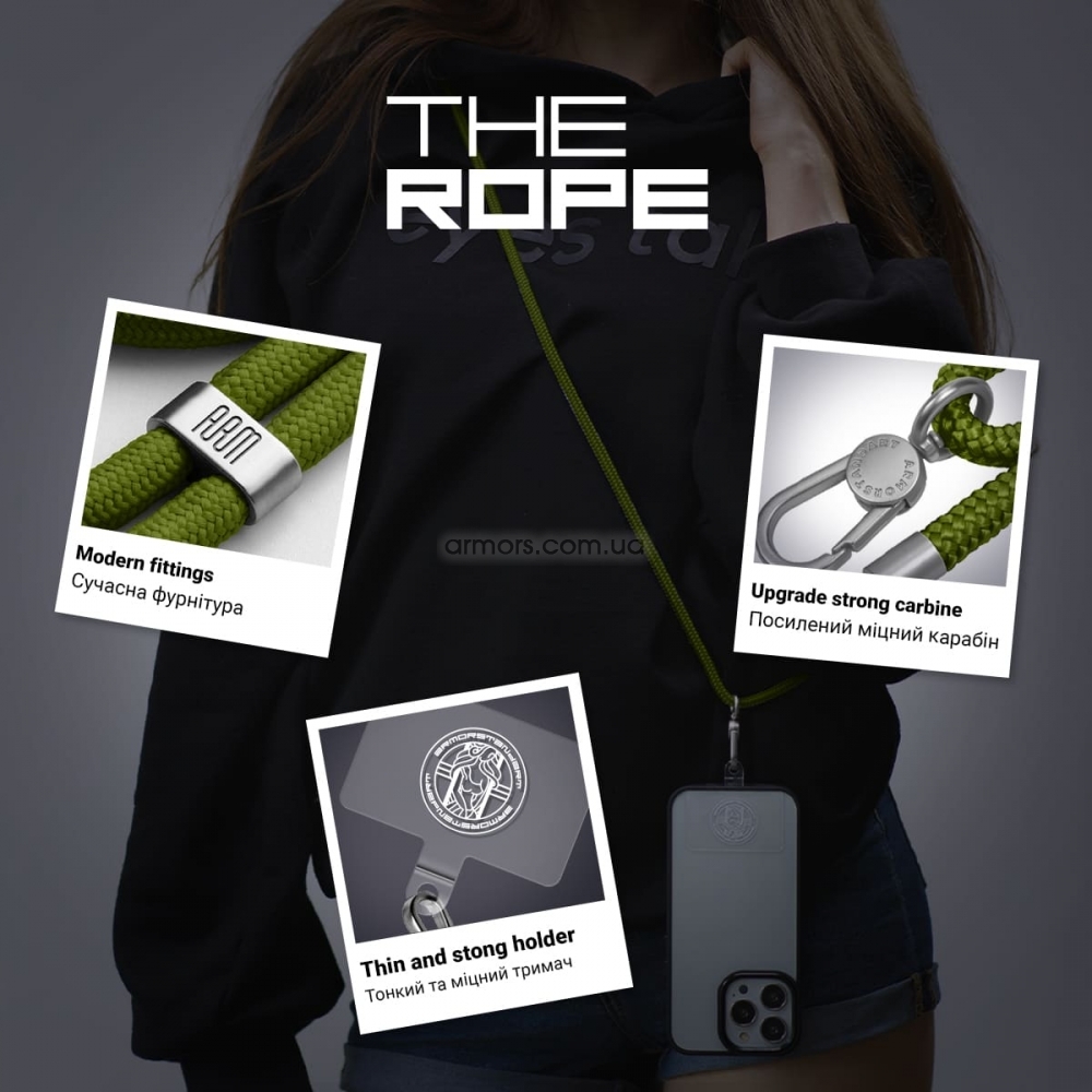 Ремешок для смартфона ArmorStandart Rope Titanium Moss with Clear holder, ARM76100 3