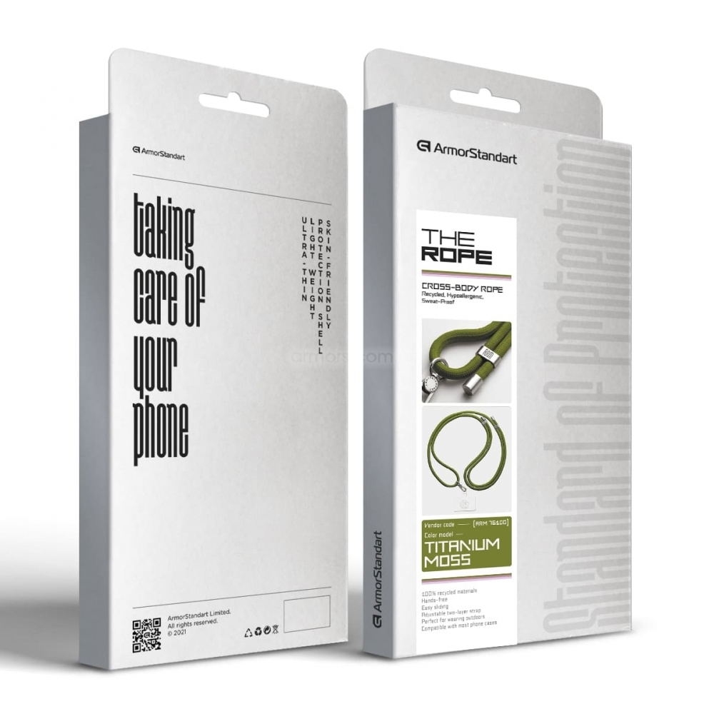 Ремешок для смартфона ArmorStandart Rope Titanium Moss with Clear holder, ARM76100 5