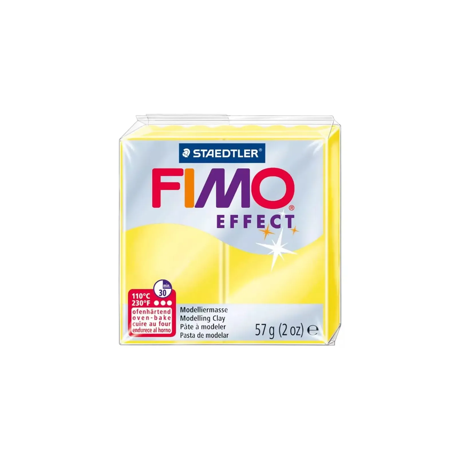 Пластика Effect, Желтая полупрозрачная, 57г, Fimo 1