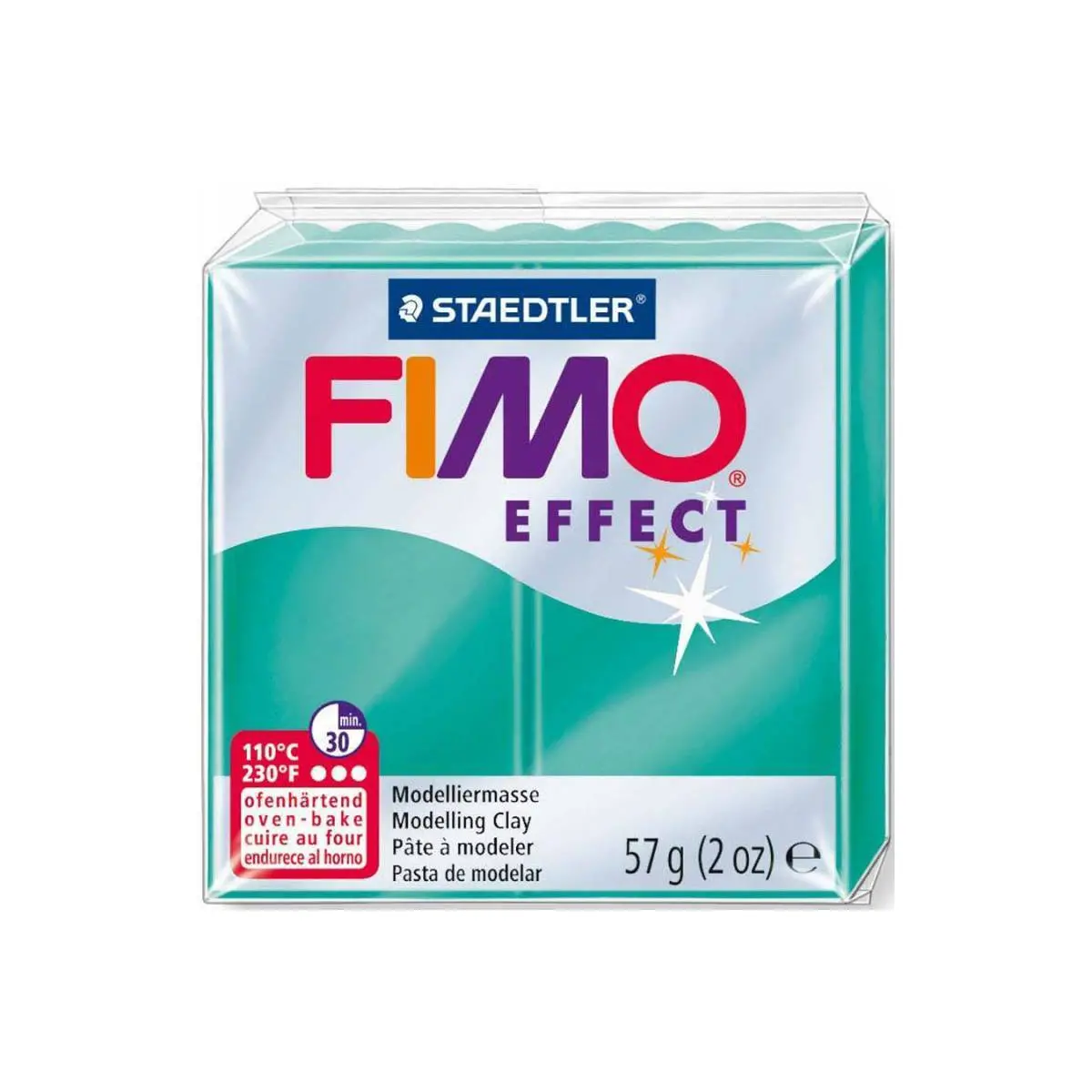 Пластика Effect, Зеленая полупрозрачная, 57г, Fimo 1