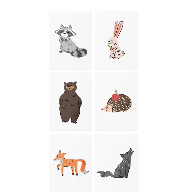 Временные татуировки с дополненной реальностью "Forest animals AR set", TATTon.me
