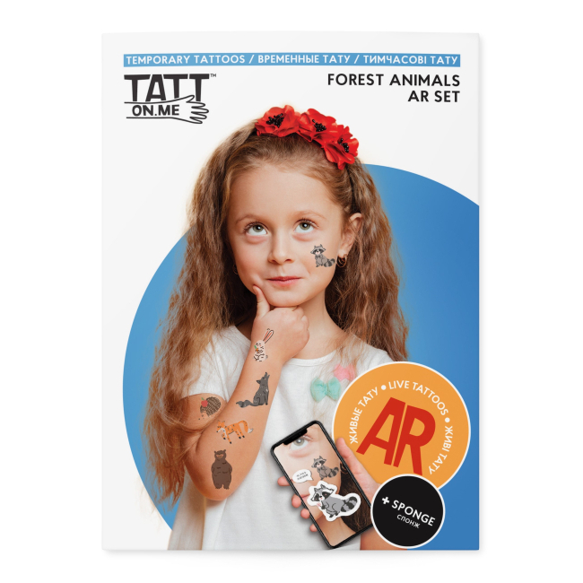 Временные татуировки с дополненной реальностью "Forest animals AR set", TATTon.me 1