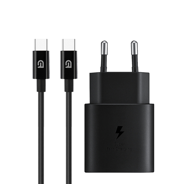 Зарядное устройство ArmorStandart AR-TA800 USB-C 25W black + кабель USB-C to USB-C, ARM77720