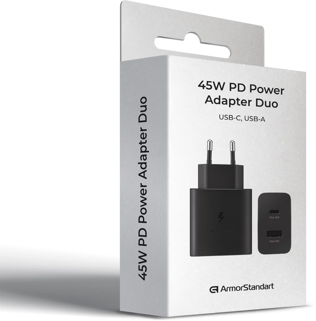Зарядное устройство ArmorStandart AR-TA220 45W A+C PD Fast Charger Black, ARM73646 1