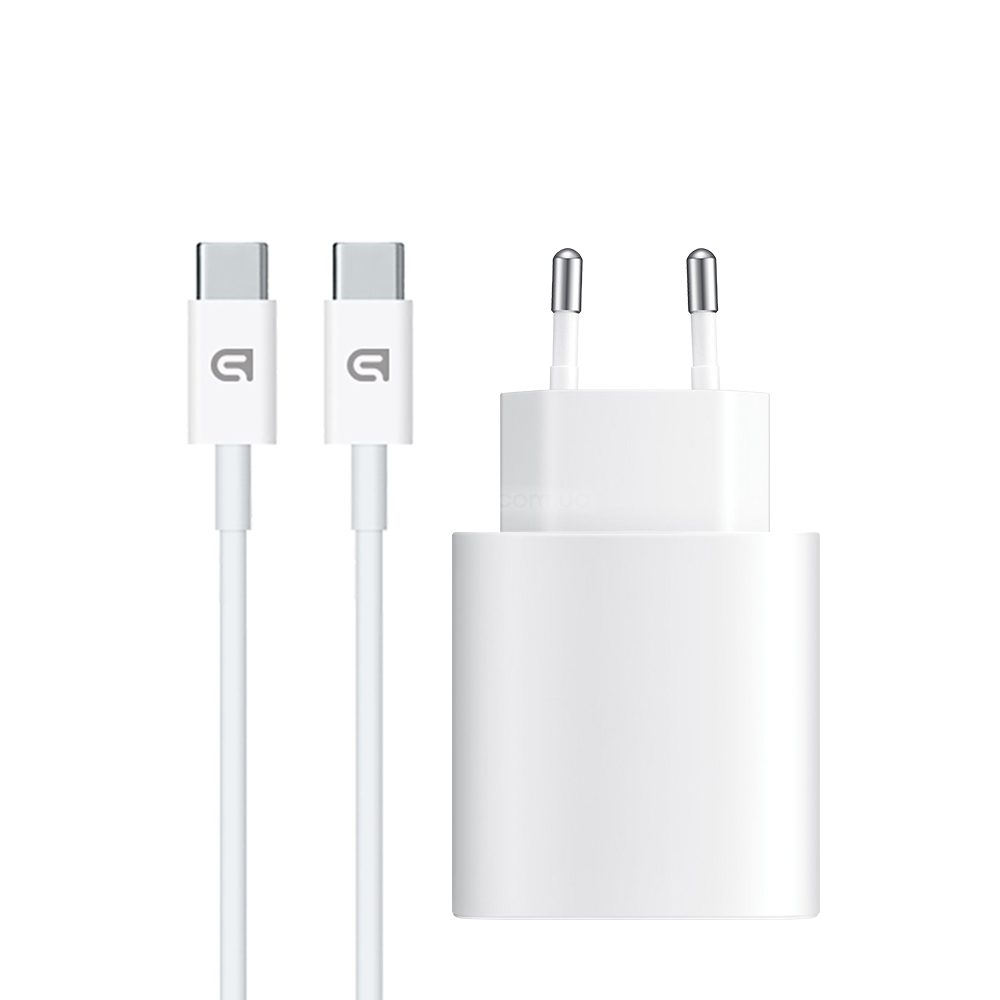 Зарядное устройство ArmorStandart AMHJ83 20W USB-C White + кабель USB-C to USB-C, ARM77725