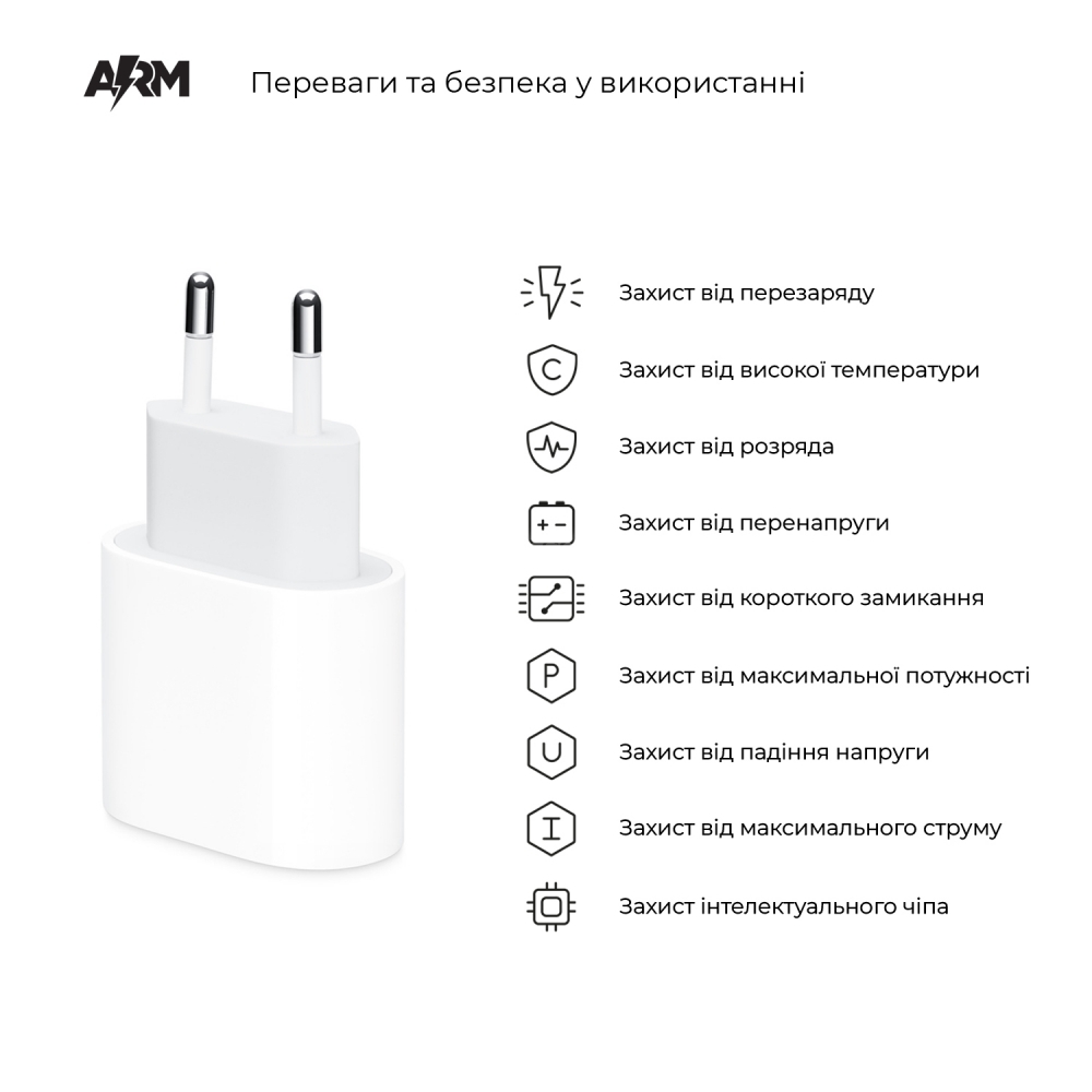 Зарядное устройство ArmorStandart AMHJ83 20W USB-C Power Adapter, ARM58528 3