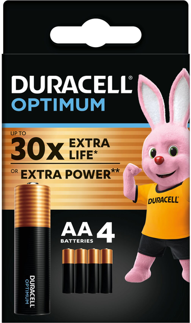 Батарейка DURACELL LR06 KPD 04*10 Optimum AA (4 шт/бл.) цена указ. за бл.