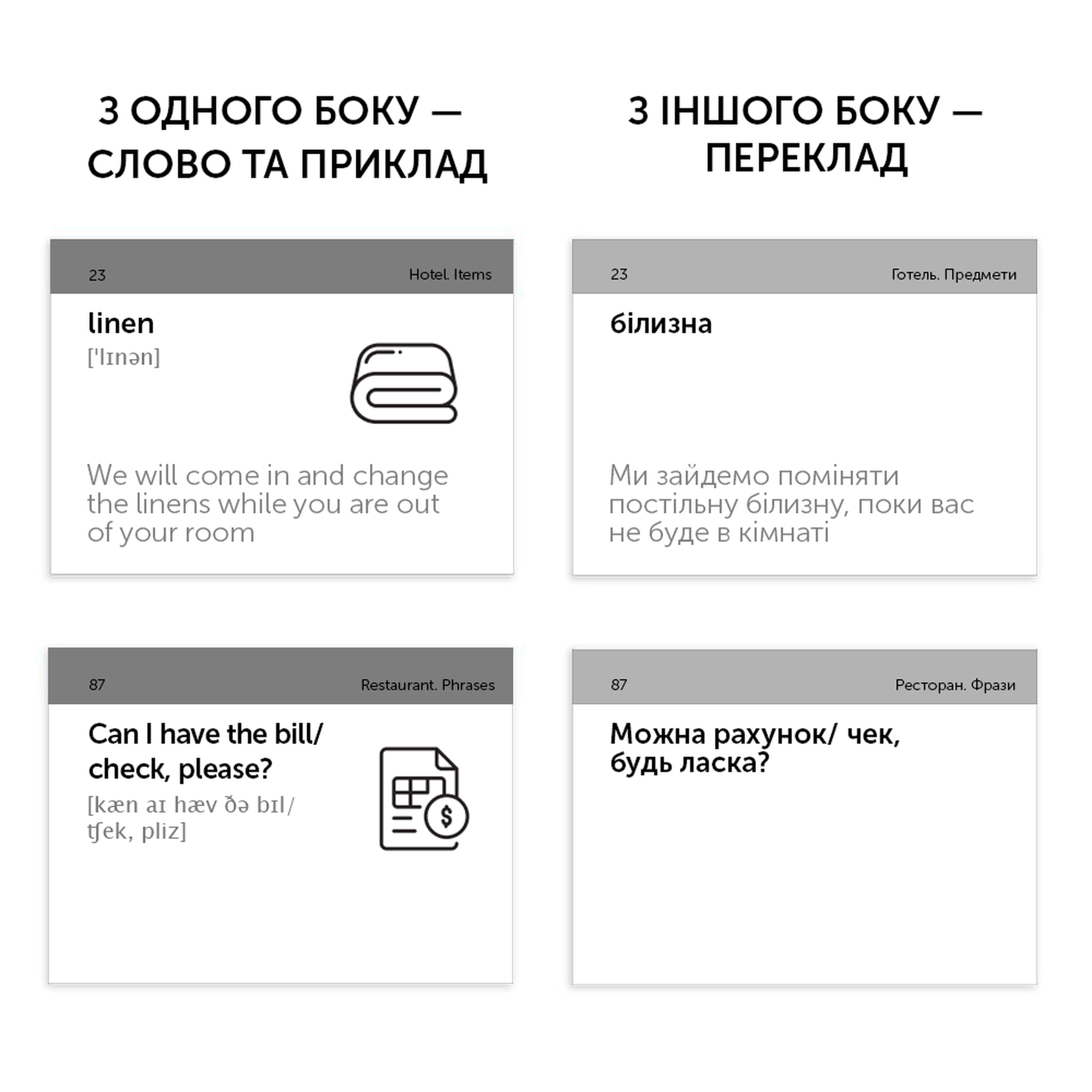 Картки з англійської мови "HoReCa" 105 шт (а/у), 591225970 2