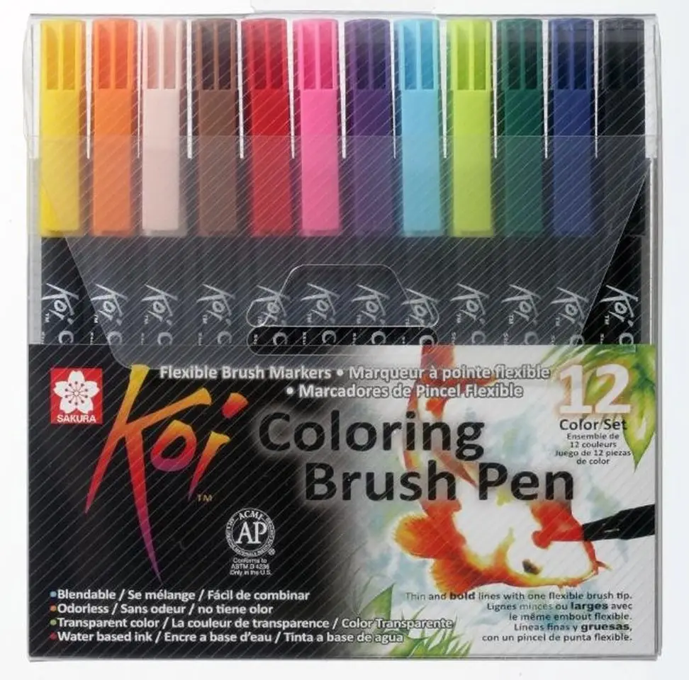 Набор маркеров Koi Coloring Brush Pen, 12 цв. Sakura
